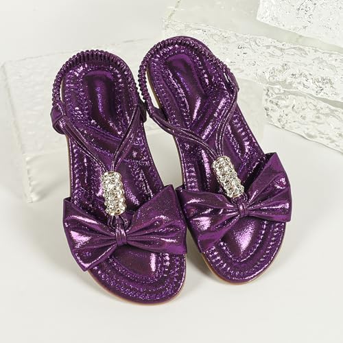Image of Toddler Girls Sandals Elastic Strap Comfort Soft Princess Flats Summer Cute Bowknot Summer Shoes
