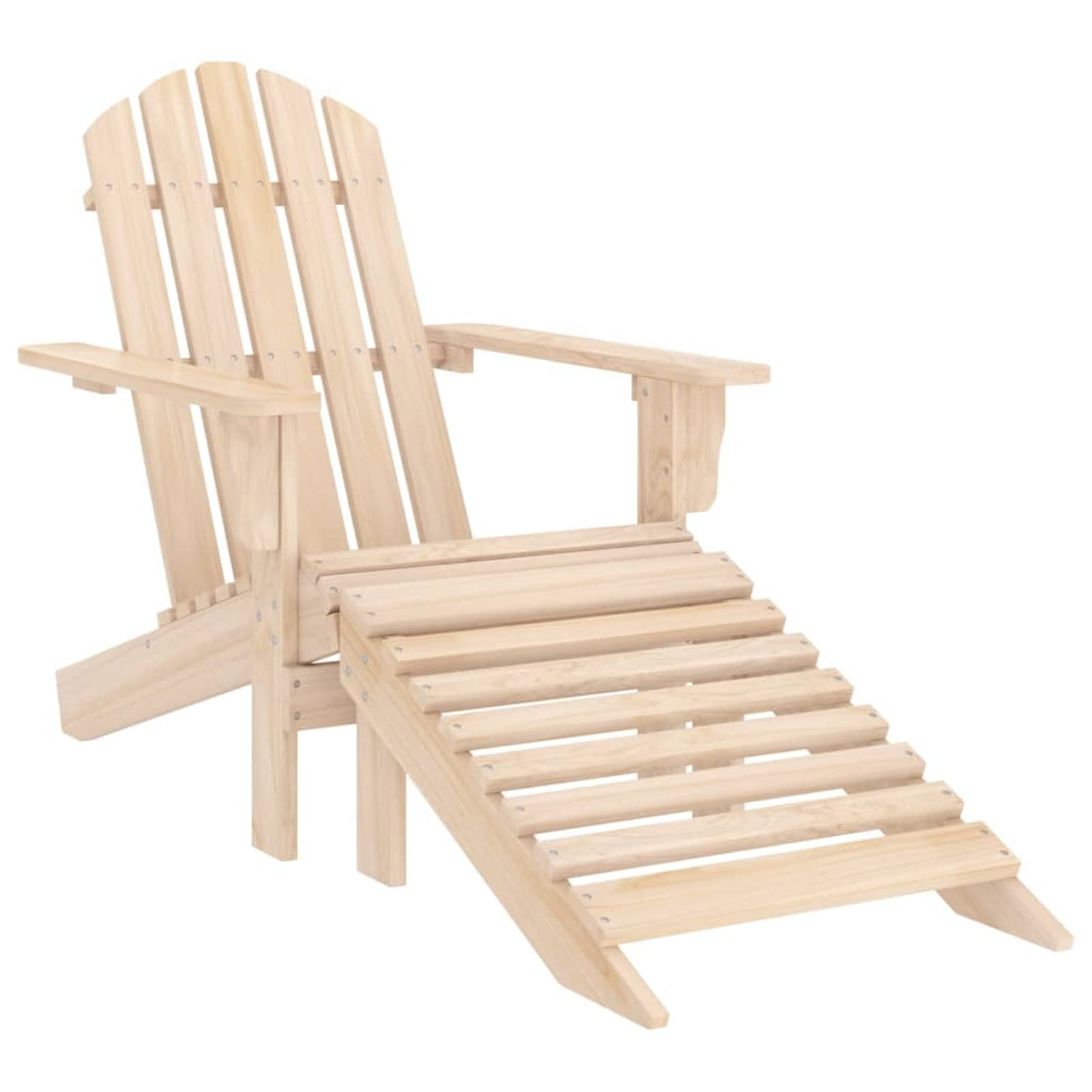 Krzesło ogrodowe Adirondack z otomaną, lite drewno jodłowe, przenośny, kompaktowy, leżak do ogrodu, na patio, taras, plażę i kemping