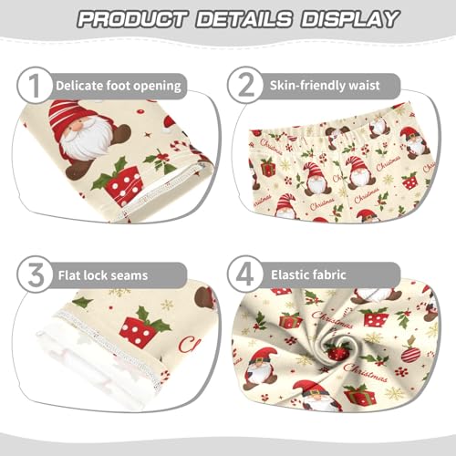 Girls' Athletic Leggings Ankle Length Yoga Dance Pants Kids Teen 4T Christmas Holly Gnome Snowflake3