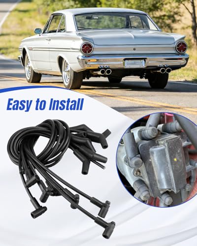 Image of 51070 Black Spark Plug Wires, 135 Degree Plug Ends, HEI Distributor Fit for Ford 260 /289 /302