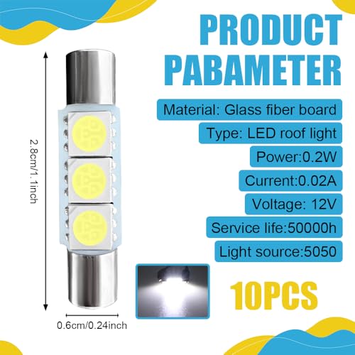 10PCS T6 5050 Luces LED para Visera de Auto Blanca miniatura 2