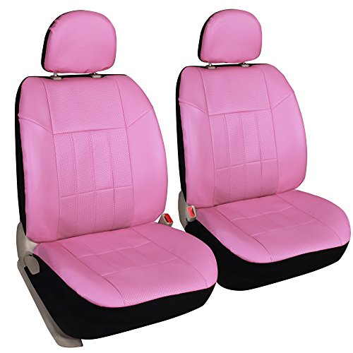 2pcs Pink Seat Covers Leather Front Seats Protector for Car Truck with Airbag - Universal Fit