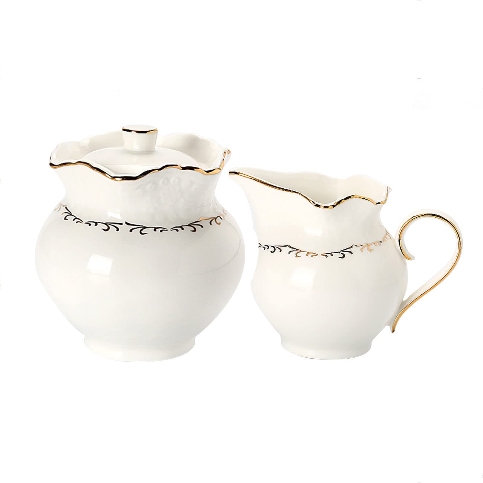 Dispenser per zuccheriera, Zuccheriera in ceramica con coperchio e caraffa for latte, bricco for panna e zucchero, caraffa for zucchero, set for servire caffè, brocca for panna - caraffa for latte bia