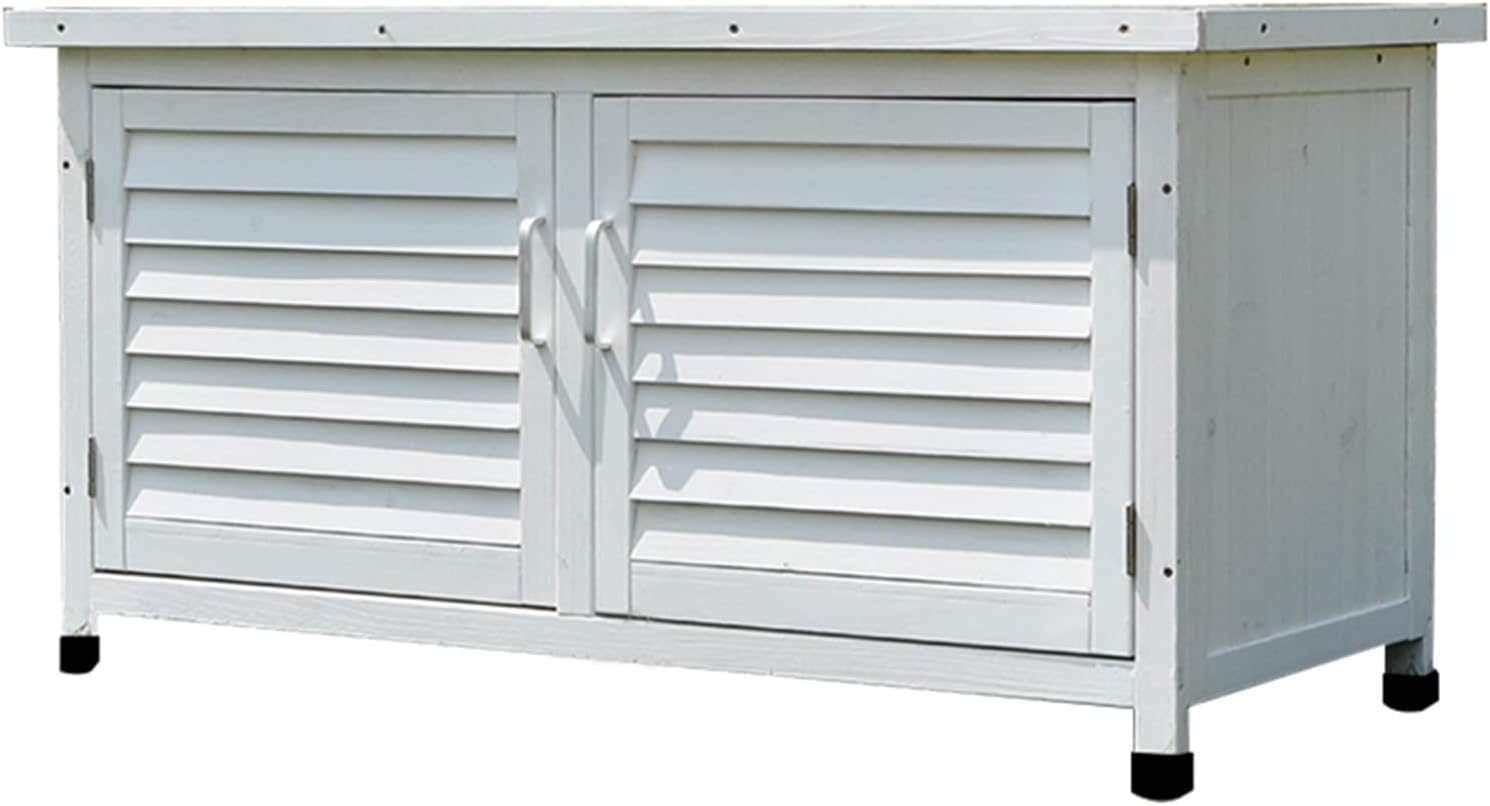 Baúl de Almacenaje de Madera Maciza para Jardín, Arcón Exterior con con Puerta Doble,1100x550x575mm Impermeable y Protector Solar,para Jardín,Terraza o Balcón
