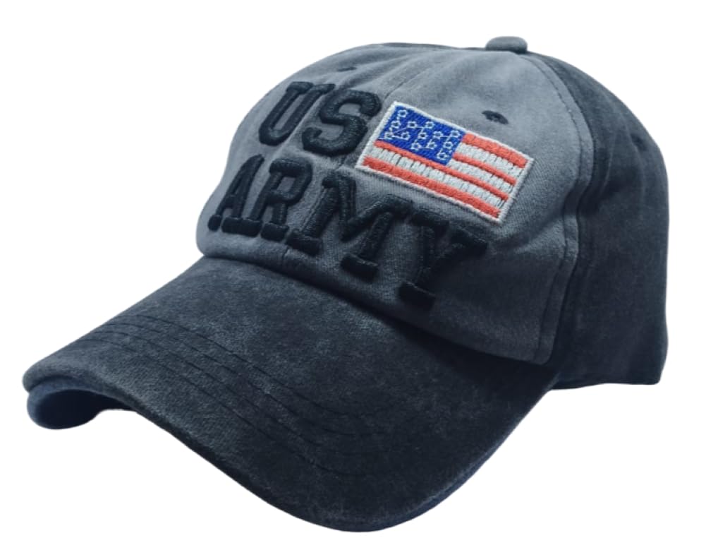 GenericDenim Us Army Flag Style Cotton Embroidered Adjustable Baseball Cap for Adult Men Women Unisex