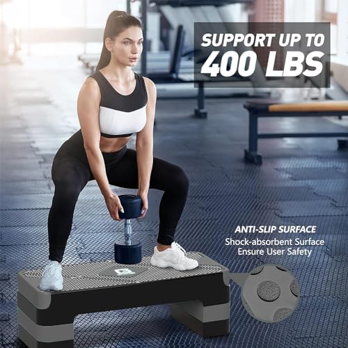 image for GYMMAGE Aerobic Exercise Step, Adjustable Aerobic Stepper for Exercise