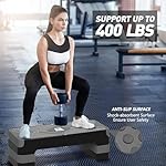Aerobic Exercise Step, Adjustable Aerobic Stepper for Exercise, Workout Step Platform for Step Up, 26.5" Step Deck with 4” 6” 8” Adjustable Height Risers, Women Home Gym Cardio Fitness - Image 2