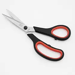 Tesoura Multiuso Premium Escola Cozinha Costura 19,5 cm Cabo Ergonômico Preto E Vermelho Aço Inox Corte Profissional