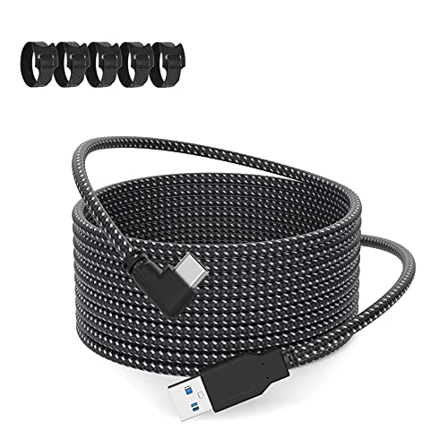 5M Link Cable for Oculus Quest 2, inRobert 90 Degree USB to USB C Cable High Speed Data Transfer & Fast Charging Compatible for Oculus VR Headset, PC Gaming【Silver Black】