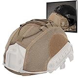 WLXW Taktischer Helmbezug Aus Netzstoff – Mit Verstellbaren, Elastischen, Festen Riemen, Schützender Nylon-Netzbezug for Helme for Schnelle BJ PJ MH Airsoft Paintball-Ausrüstung(CB)