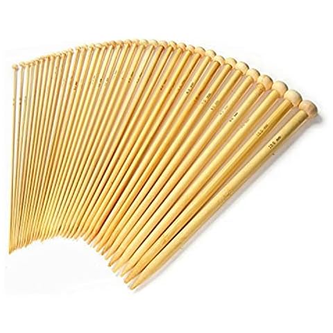 LIHAO 36 Pcs Bamboo Knitting Needles Set Single Point (18 Sizes from 2.0mm to 10.0mm) Cover