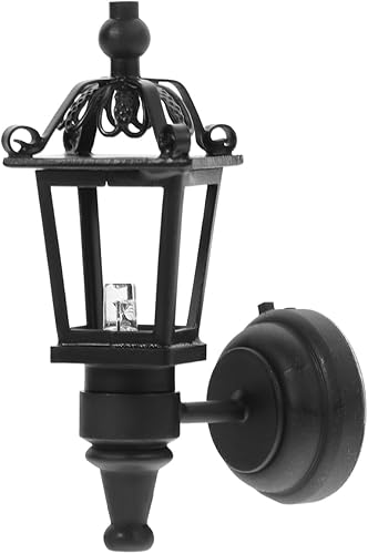 Leorx Vintage DIY Dollhouse 1 12 casa de muñecas miniatura LED lámpara de pared (negro)