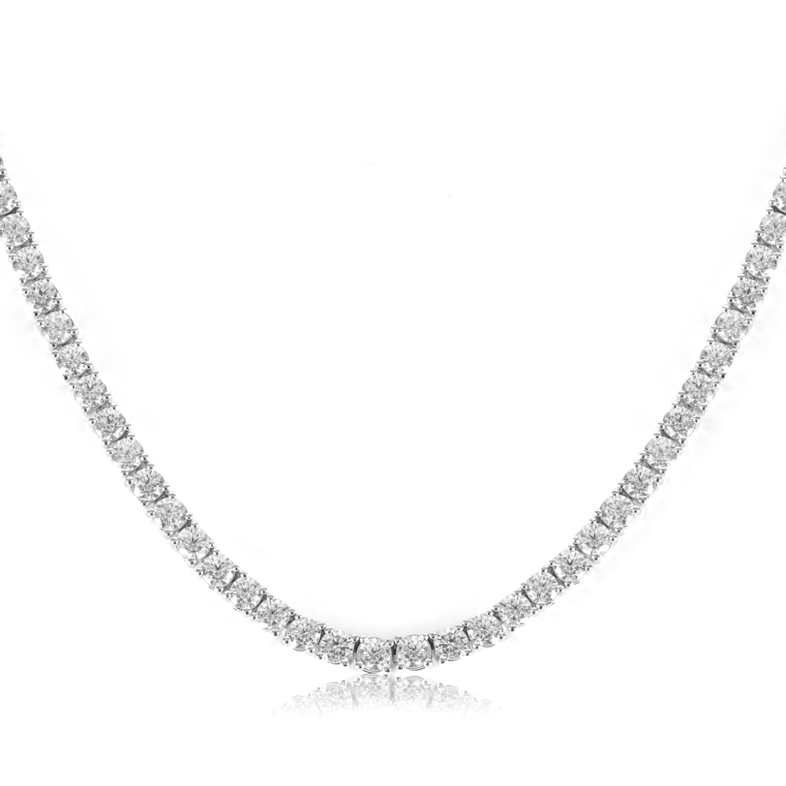 Tennis Necklaces for Women Men | 18K White Gold Plated 3.0 mm Round Cubic Zirconia Diamond Chains | Classic Tennis Chain Necklace Size 16-20 inches