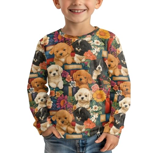 Image of WELLFLYHOM Long Sleeve T-Shirt for Boys Girls 3-16 Years Old Tee Tops Crewneck Pullover Shirts Fall Outfits