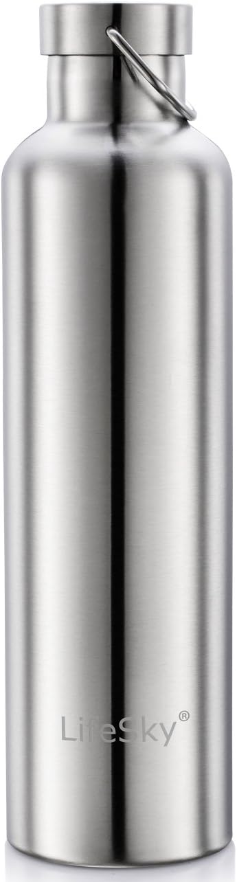 LifeSky Stainless Steel Water Bottle, Double Wall Vacuum Insulated Leak Proof Sports Bottle, Keep Liquid Cold for up to 24 Hours, Wide Mouth