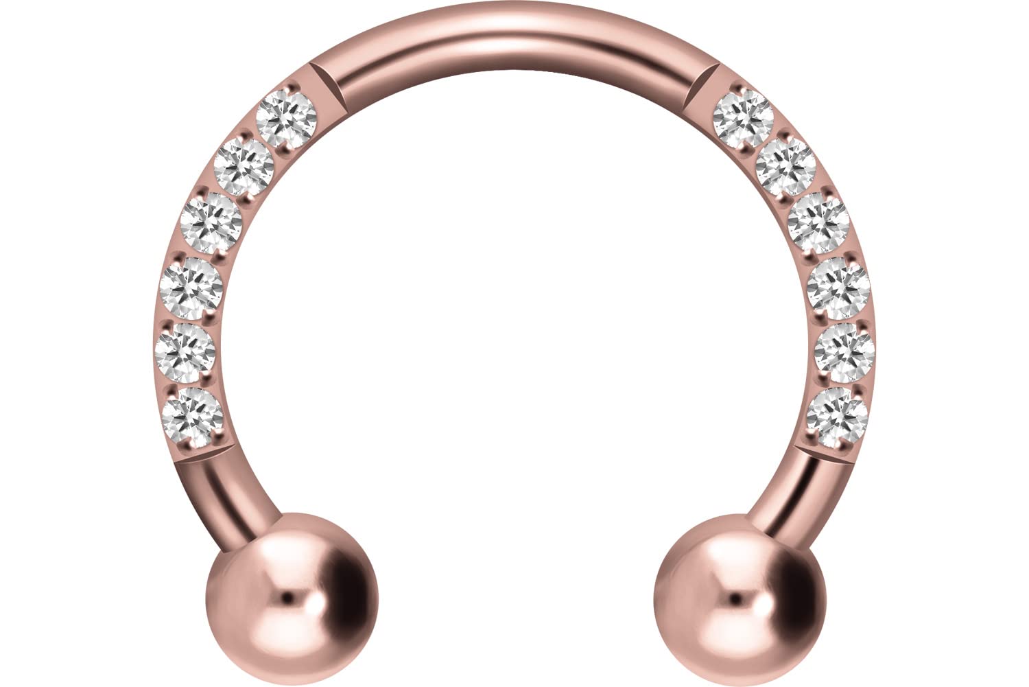PIERCINGLINE Piercing de titanio en forma de herradura con 10 cristales engastados - Piercing nariz, tabique, hélix o tragus en 4 colores y 2 tamaños