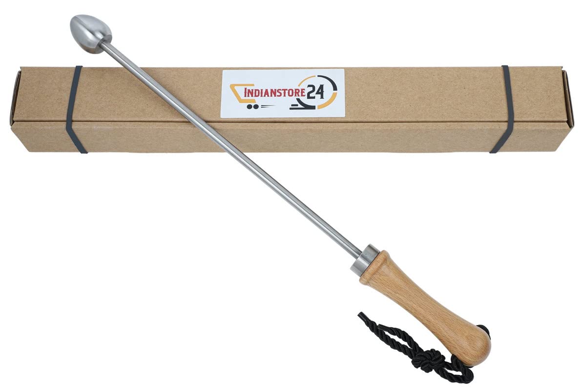 Cerveza Pincho Beerspike Beer Caranelizer Cerveza Caramelizador Calentador de cerveza Mango de madera real, bola de acero inoxidable adecuado para alimentos y acero inoxidable (forma