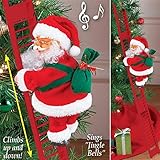 Electric Climbing Santa Claus on Ladder, Climbing Ladder Santa Doll Toy, Creative Christmas...