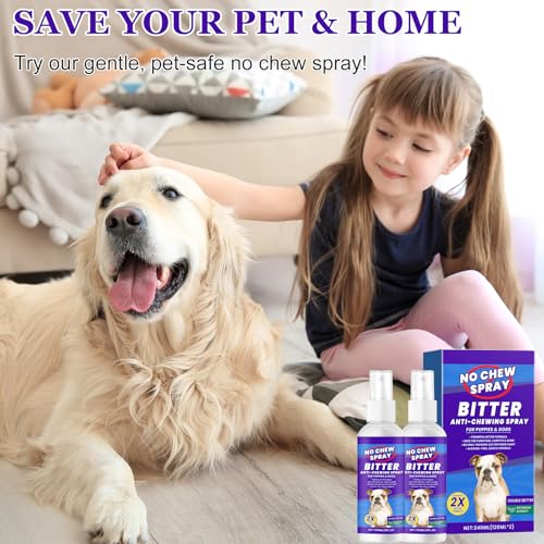 JOVIAL 2 Stück Bitterspray Hund, 240ml Anti Kau Spray, Erziehungshilfen für Hunde um das Kauen und Lecken von Möbeln, Schuhen, Bandagen zu Stoppen, Sicher für Innen- und Außenanwendung