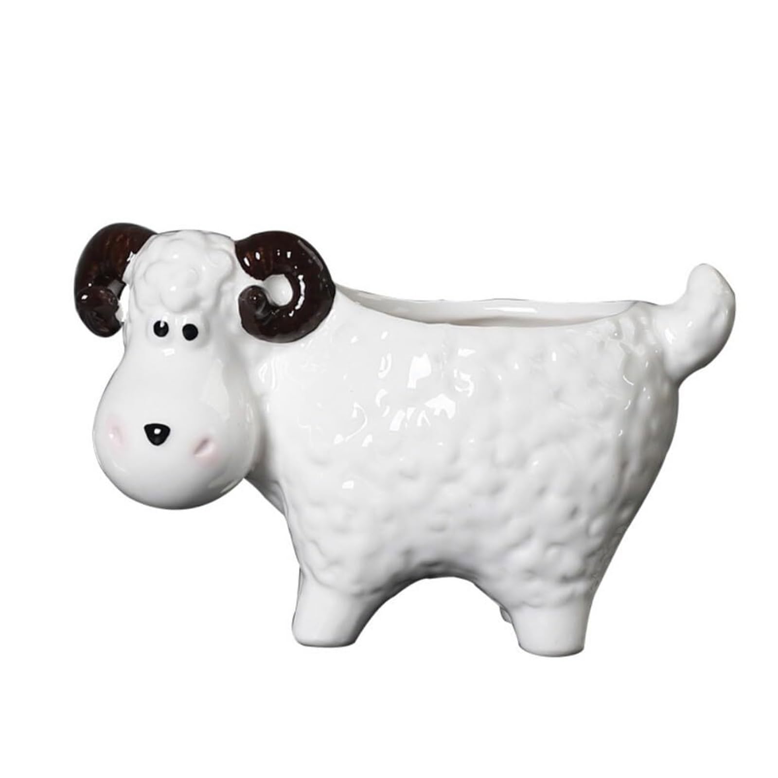 LFWFTPFKE rustic Ceramic Sheep Succulent Plant Pot Bonsai Home Decor Miniature Landscape for indoor use(A)