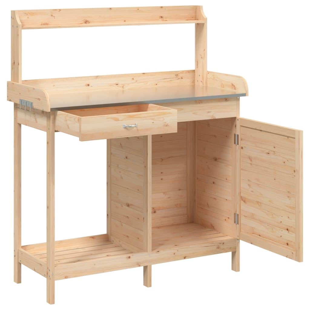 vidaXL Table de Rempotage avec Armoire Établi Jardin Bois Massif Sapin