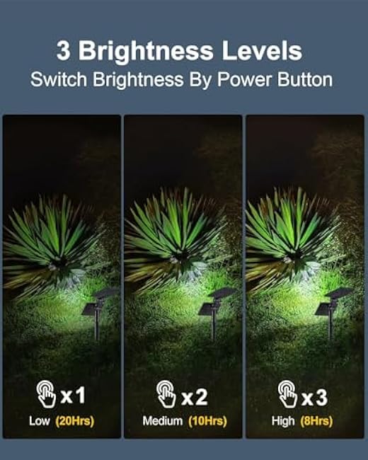 Solar Spotlight Outdoor Waterproof 62 LEDs IP65 Solar Spotlight, 3 Lighting Modes Landscape Light Outdoor Lighting (508-4P-White)