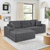Right Sofa seat,L Shape Modular Sectional Sofa, Compressed Sectional Sofa Modern Minimalist Style Corduroy Couch,Unfold into a Bed, Bedroom, Comfy Compressed Sofa Couch Space-Efficient Design