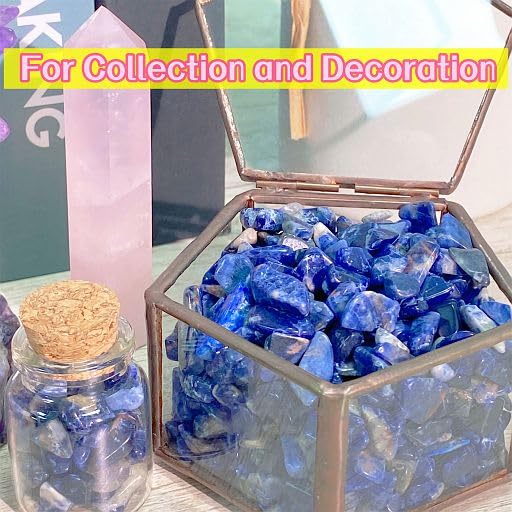 Image of YATOJUZI Blue Sodalite Aquarium Gravel Rocks Bulk Wholesale Tumbled Crystals Stones Chips Crushed Reiki Energy Balancing Gemstones for Planters Vase Filler Fountain Fish Tank Potted Decor 0.44LB