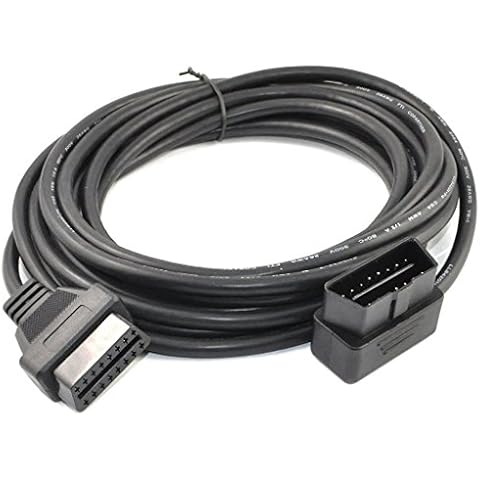iKKEGOL 5M/16.4ft OBD II Cable OBD2 16 Pin Right/Left Angle Male to Female OBD Extenstion Cable for Car Auto Diagnostic Extender Cord Adapter Cover