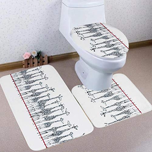 Badematten-Set, wasserdichter Deckel, WC-Deckelbezug, Matte, 180 x 180 cm, Giraffen-Badeteil, Duschvorhänge für jeden…