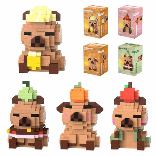 Hpbaggy Capybara Bausteine Set, 4 Stück Cartoon Mini Bausteine,...