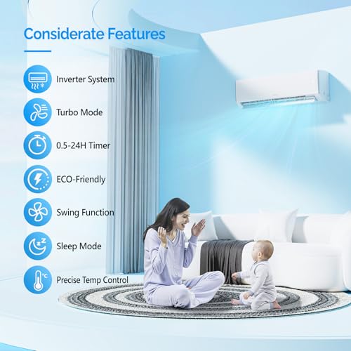 image for ROVSUN 17000 BTU Mini Split Air Conditioner & Heater, 17 SEER2 230V In