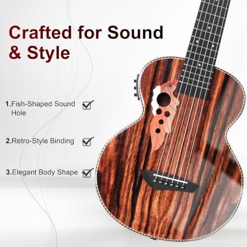 Image of 30inch Caramel GEG94 Ebony Wood Electric Guitalele
