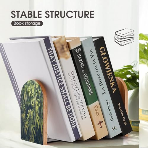 Sujetalibros moderno de madera verde resistente para estanterías y libros 8