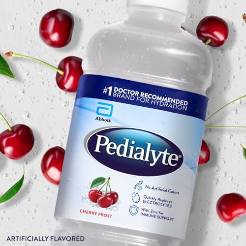 Image of Pedialyte Electrolyte Drink | Hydration Drinks for Kids & Adults | Cherry Frost, 1 Liter, Pack of 4