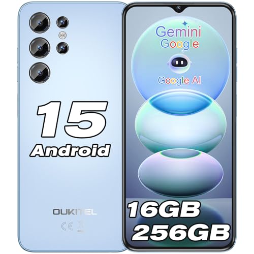 OUKITEL C1 Pro Android 15 Smartphone Ohne Vertrag, 16GB+256GB/1TB Handy Ohne Vertrag, 5150mAh Handy Günstig, 6.52' HD+, 13MP Kamera Simlockfreie Handys, Gemini AI/Dual 4G SIM 3 Steckplatz/Fingerprint
