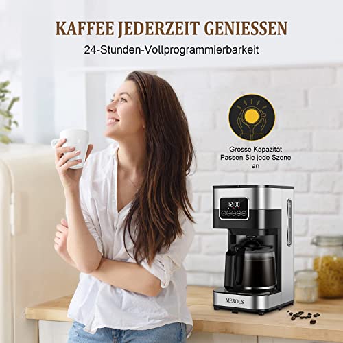 MEROUS Filterkaffeemaschine, programmierbare Kaffeemaschine mit Karaffe, LED-Touchscreen, 1,25 L, bis zu 12 Tassen… – Bild 5