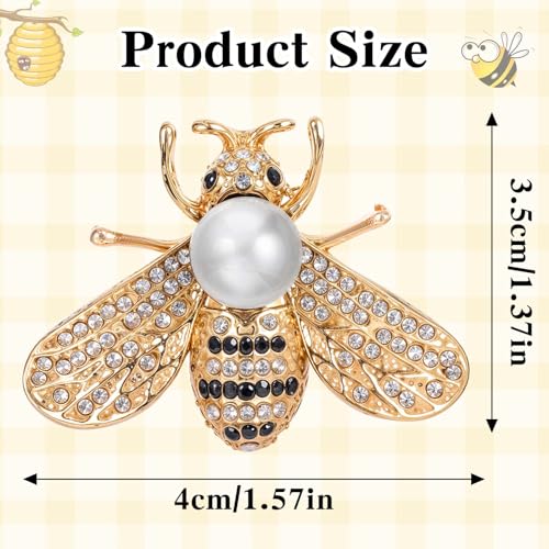 Image of Honey Bee Brooch Lapel Brooch Pins for Women Insect Themed Bee Brooches with Faux Pearl Vintage Designer Brooch Jewelry Decoration for Birthday Dating Party Anniversary