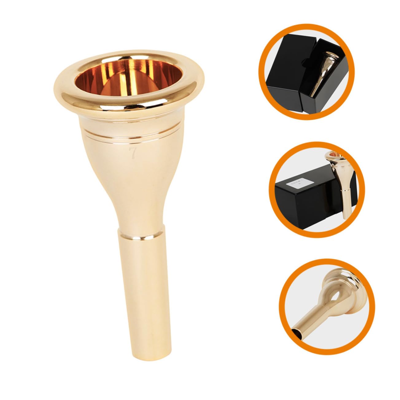 Bocchino per Tromba in Ottone Placcato Oro, 13,3mm, Suono Potente, senza Sbavature, Adatto a Studenti e Professionisti