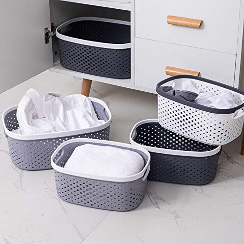 JiatuA Plastic Storage Baskets with Handles Cube Basket Shower Caddy Portable Storage Bins Organizer for Household Storage, Bedroom, Bathroom and Kitchen, 2 Pack White