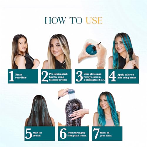 Image of Cosglam Semi Permanent Hair Color - Peacock Blue (#52) for Women & Men (120g) | Vegan Colorful Hair Dye | No Ammonia, No Peroxide | Non-Oxidative | Conditioner Enriched Glossy Finish
