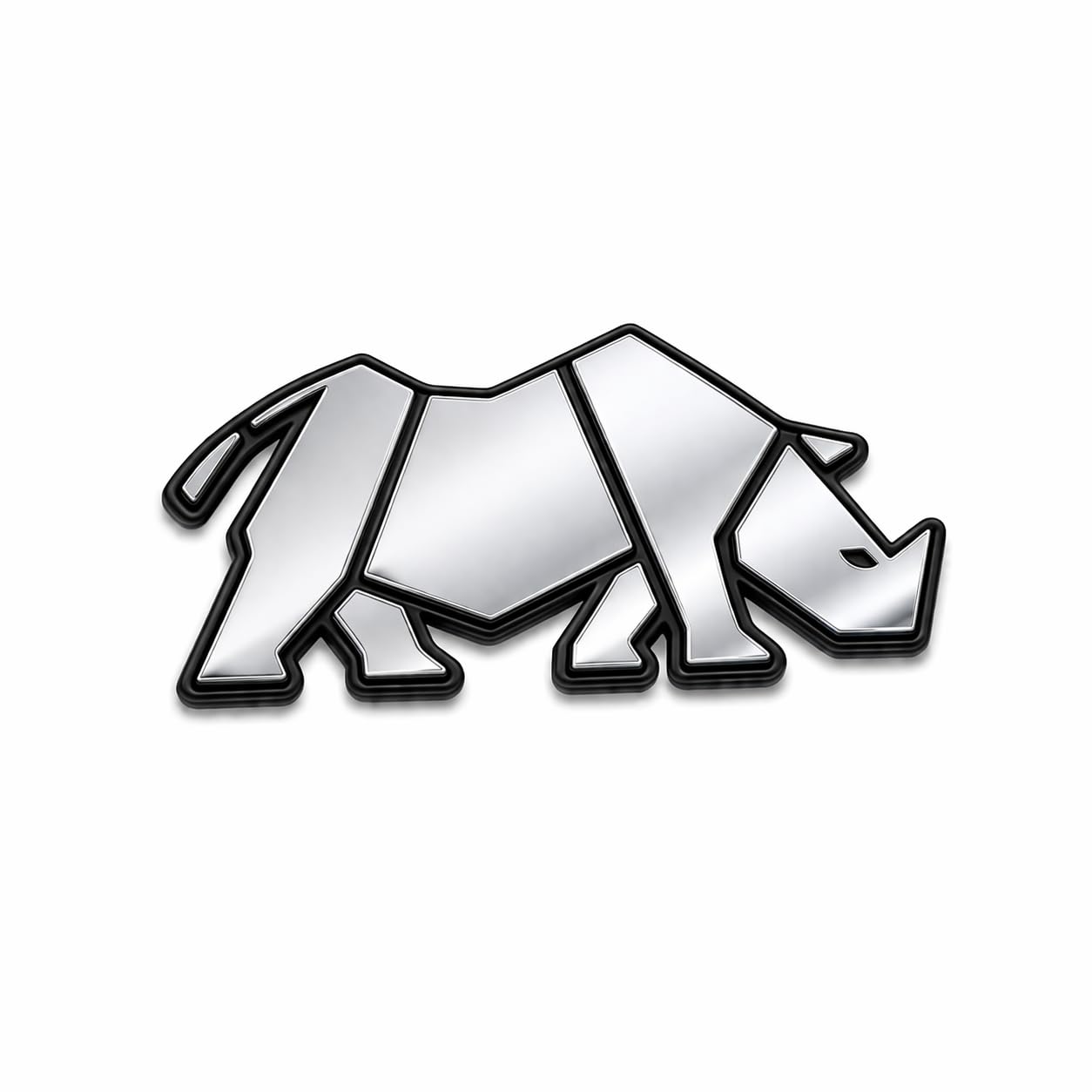 OAN 3D Modern Chrome Geometric Metal Rhinoceros Emblem for Cars and Bikes | Badges Logo Self Adhesive Metal Emblem (Rhino Silver - 10x5x1 cm)-image-11