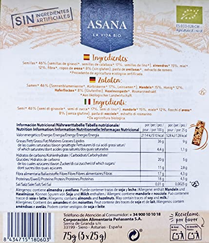 Bio-Riegel. Samen, Mandeln, Honig Und Hafer. Ohne Zuckerzusatz. Hoher Gehalt An Ballaststoffen Und Proteinen. Vegetarier. Gesunder Snack. Packung Mit 12 Einheiten Zu Je 25 g - Image 4