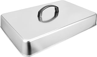 Tapa Rectangular de Acero Inoxidable para Plancha Grill, Cúpula Resistente para Derretir Queso y Cocinar al Vapor, Cubierta 43.5x28.3x6.6 Cm, Accesorios para Barbacoa y Cocina