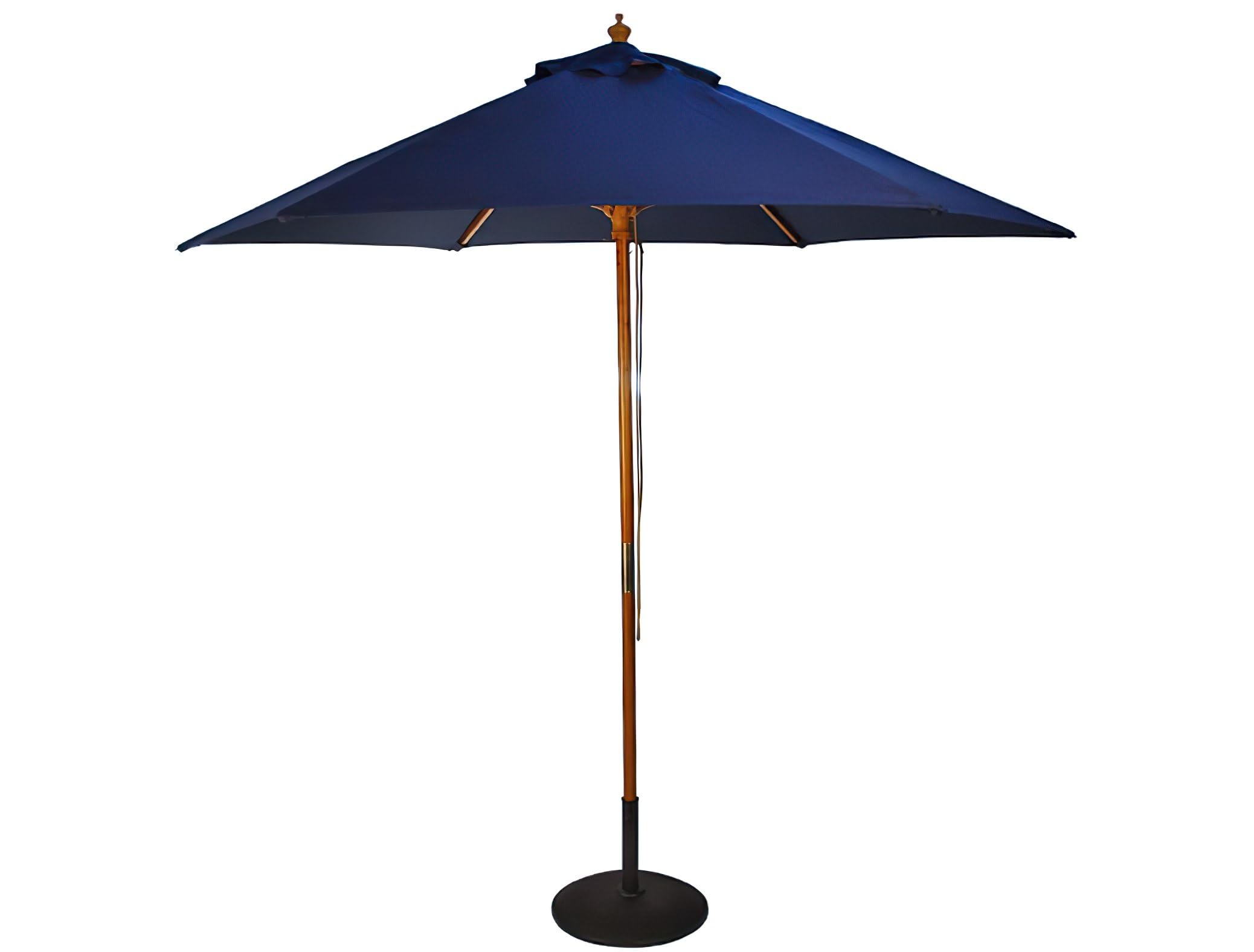 Brackenstyle Navy Blue Wooden Garden Parasol – Pully Operated And Machine Washable Garden Umbrella – 11 Colours - 15Kg Black Concrete Base Included (Navy Blue)