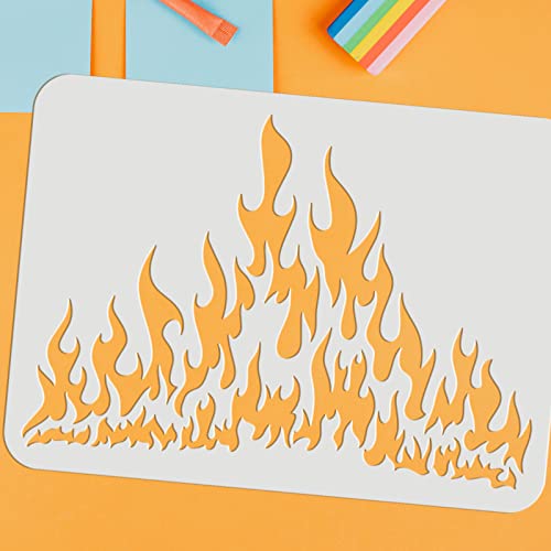 FINGERINSPIRE 9PCS Feuer Muster Schablone 3 Größen Burn Blaze Lagerfeuer Malerei Schablonen Plastik PET Wand Schablone Flammen Schablone DIY Kunst und Handwerk Schablonen für Wand Fliesen Möbel Dekor