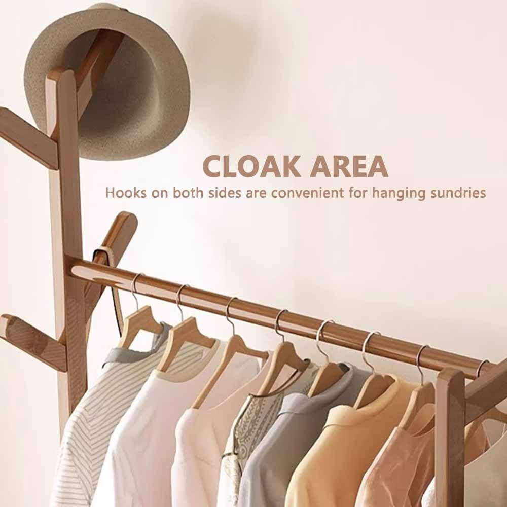 Perchero industrial de madera con estantes para zapatos y carga máxima de 100 kg, perfecto para dormitorio, pasillo y entrada, disponible en 50/70/80/100 cm x 30 cm x 158 cm