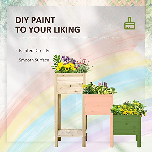 Outsunny 3-Tier Raised Garden Bed With Storage Shelf, Wooded Elevated Planter Boxes, Plant Stand, For Vegetables, Herb And Flowers #TOP5