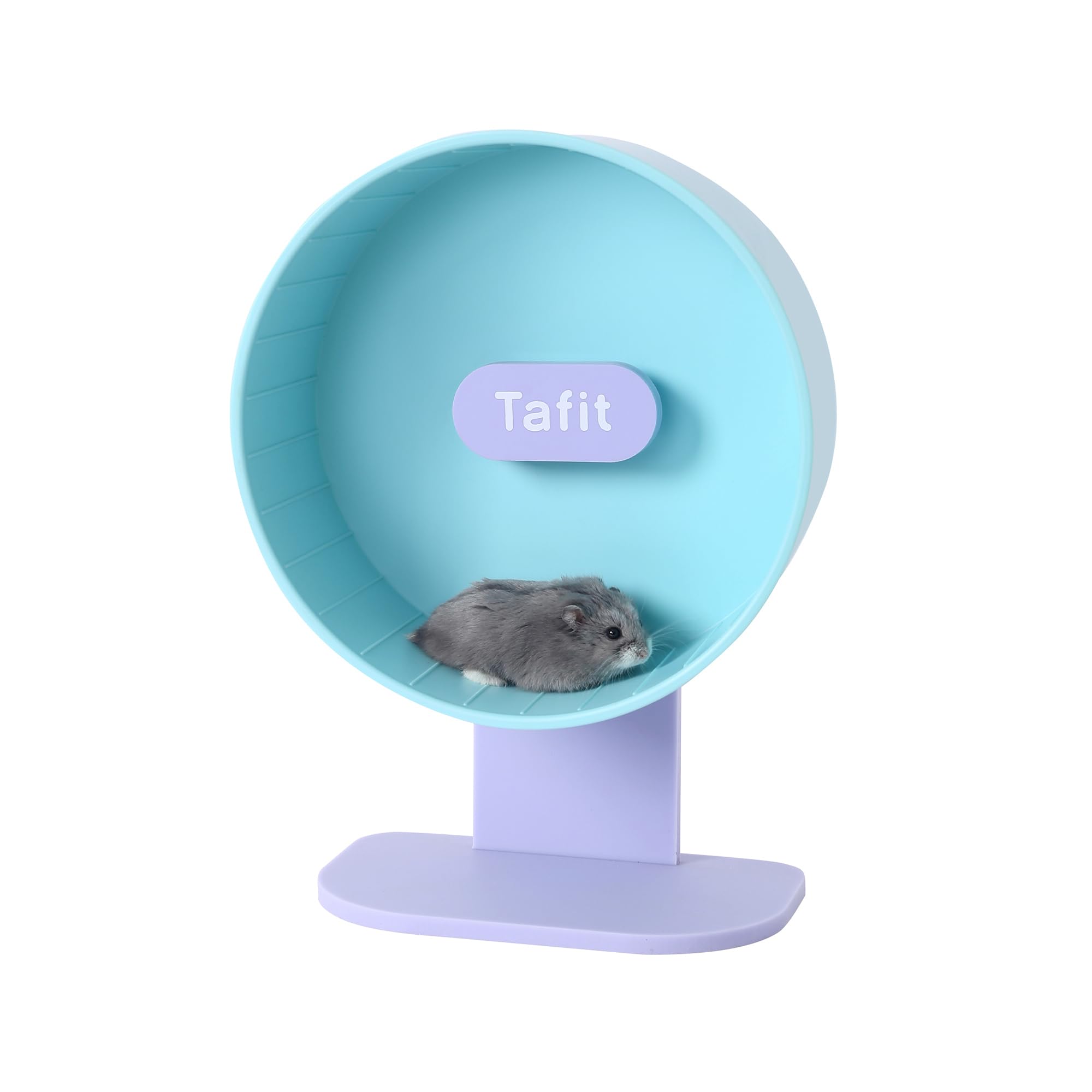 Tafit Silent Hamster Wheel 8.7 Inch Dual-Bearings Small Animals Quiet Running Exercise Wheels, Height Adjustable for Dwarf Hamsters, Gerbils, Mice, Hedgehog, Lemmings, or Other Small Pets, Cyan