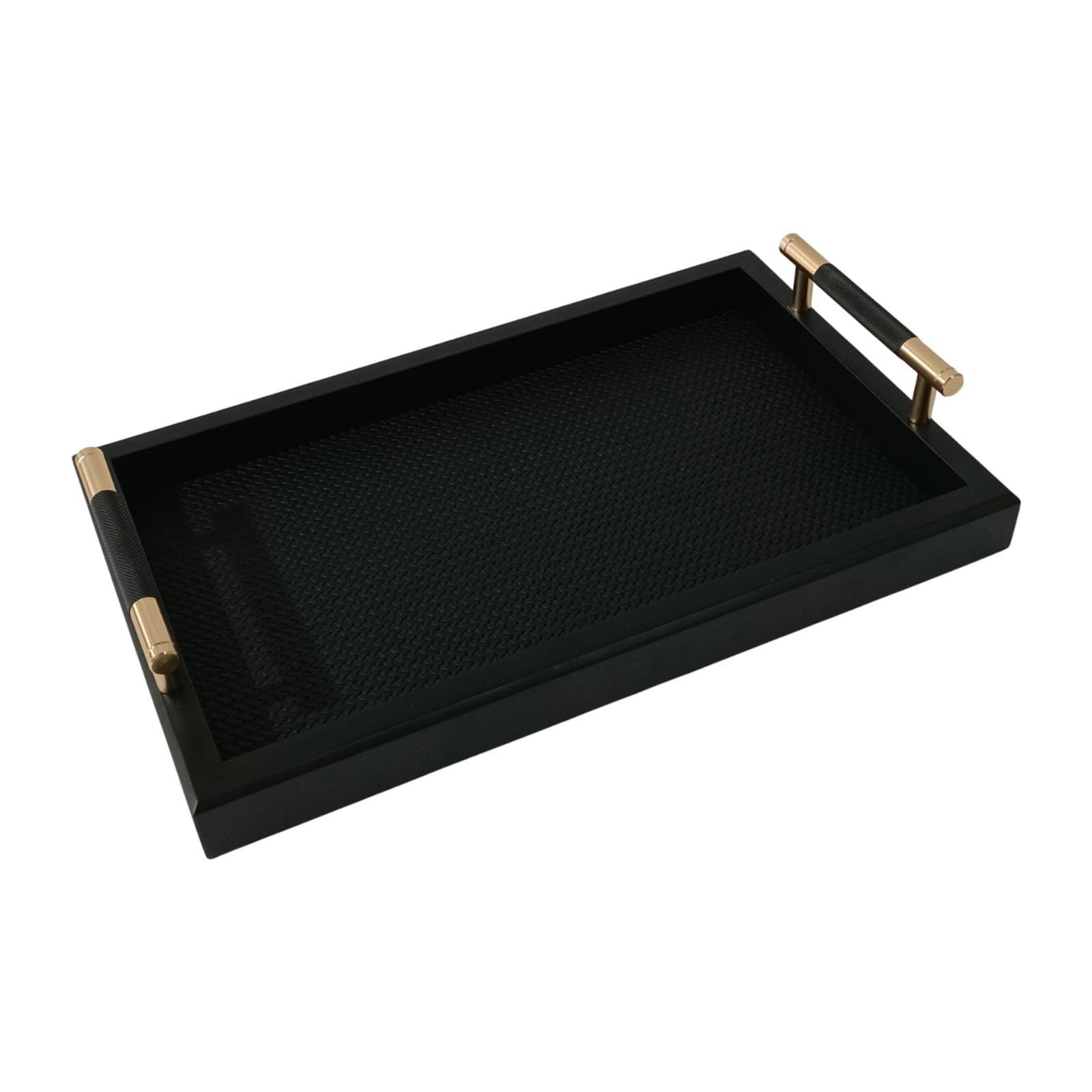 Bandeja Organizadora de Cosméticos, Bandeja de Servicio para El Baño, Bandeja Decorativa para El Dormitorio, Negro, Individual